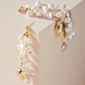 NWT Anthropologie Shell Pearl Drop Earrings